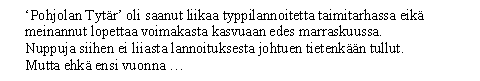 'Pohjolan Tytär' marraskuussa