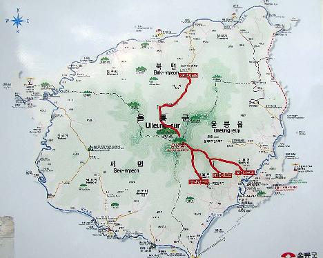 IMG_1382_Ullung_trail_map The trail map up to the Seonginbong Peak and on the other side down to the Nari-dong village